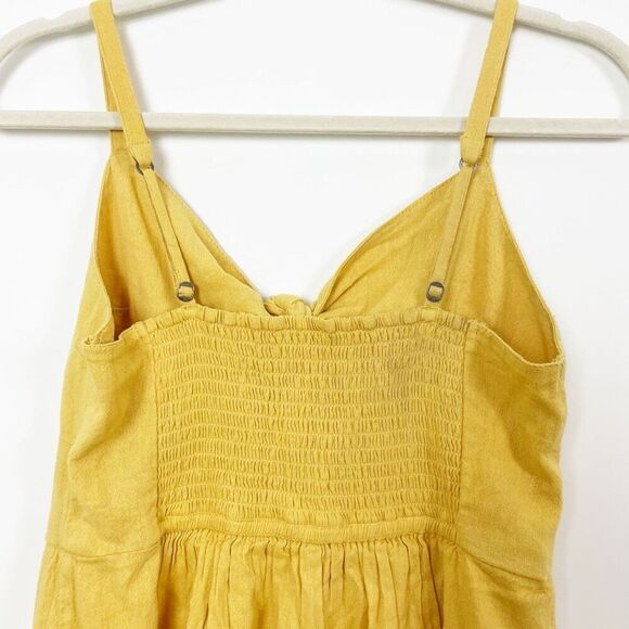 ❤️‍🔥5 for $25 Hollister mustard yellow linen textured dress bow front small - Picture 7 of 8